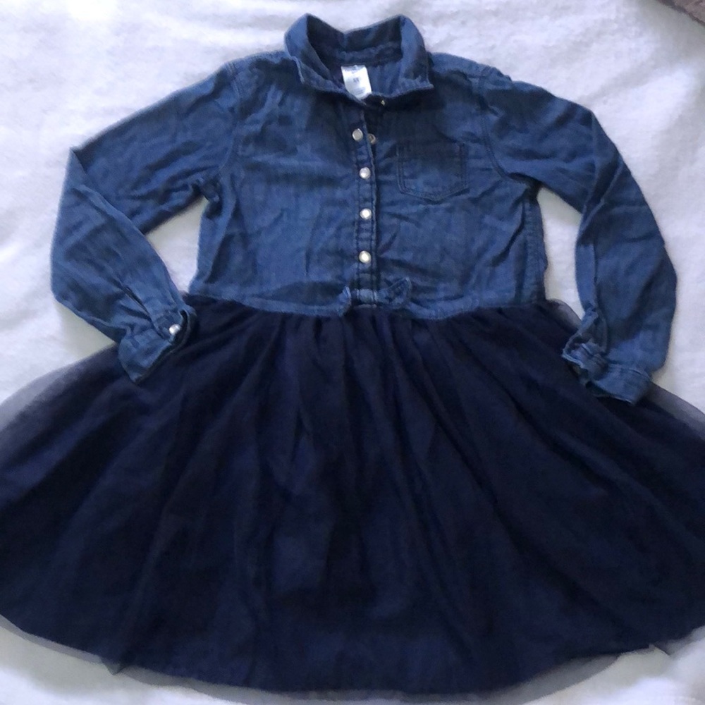 Oshkosh B’gosh | 5T | Denim Mixed Tulle Remix Dress Mosaic Blue
